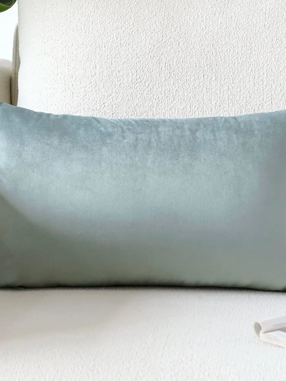 Velvet Lumbar Pillow Cover Light Grey